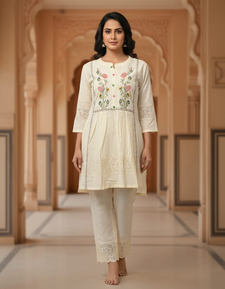 COTTON CORD SET WITH KHADI COTTON WITH SHORT TOP