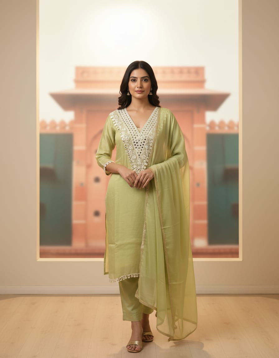 Imported Silk Fabric Party Wear 3 Pcs Suit