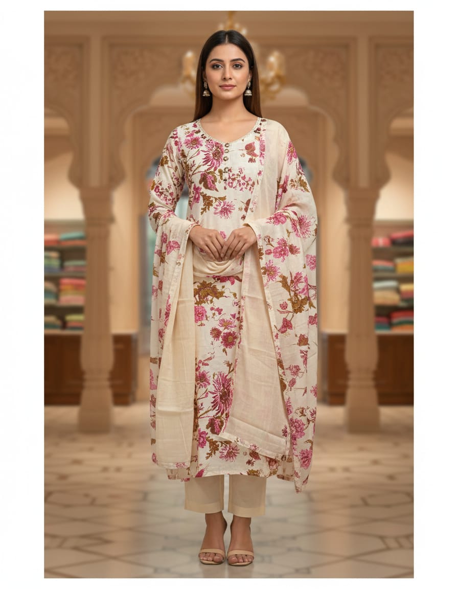 JAIPURI HIGH QUALITY COTTON KURTI SET