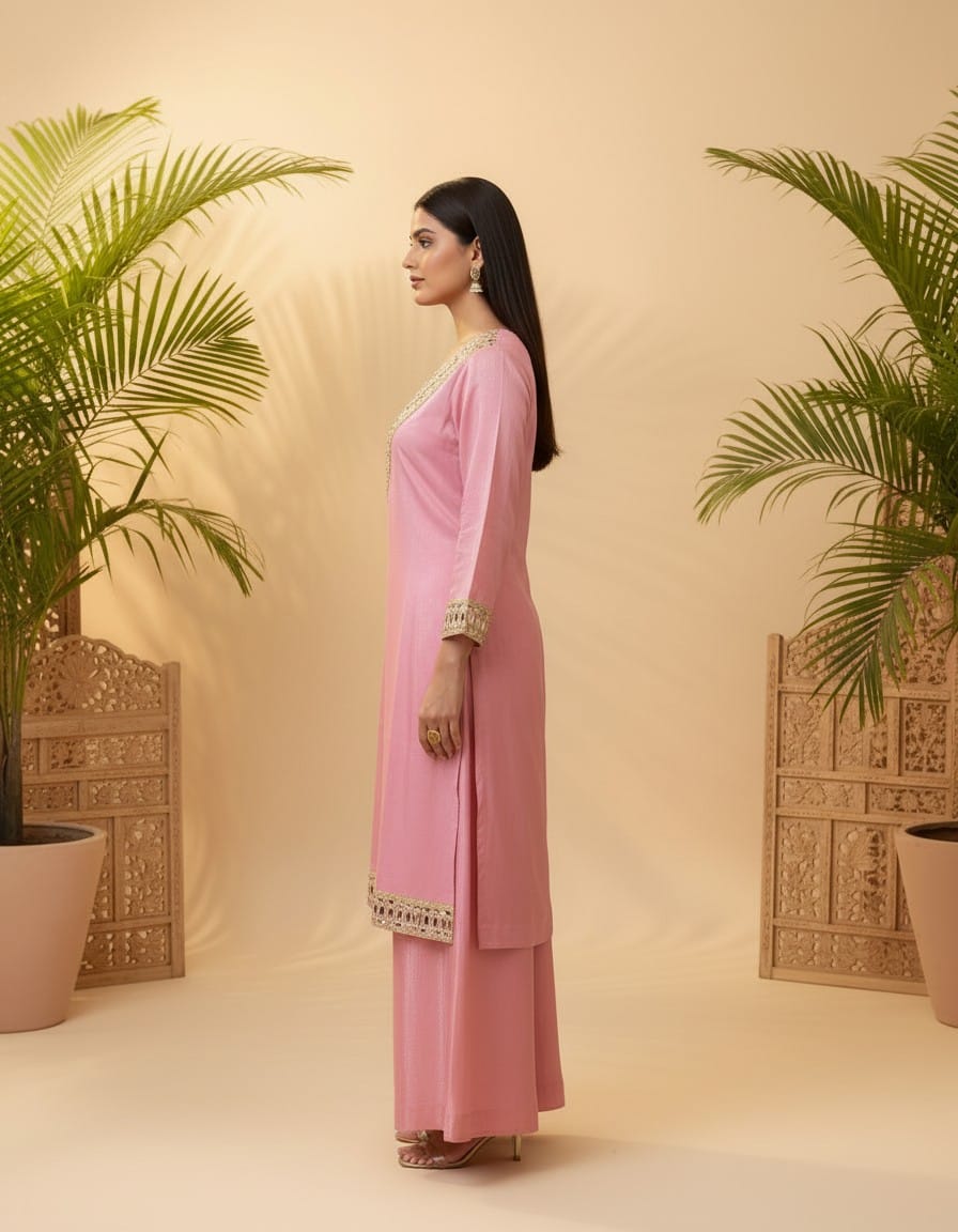 Summer Silk Party Wear with Mirror Work Suit