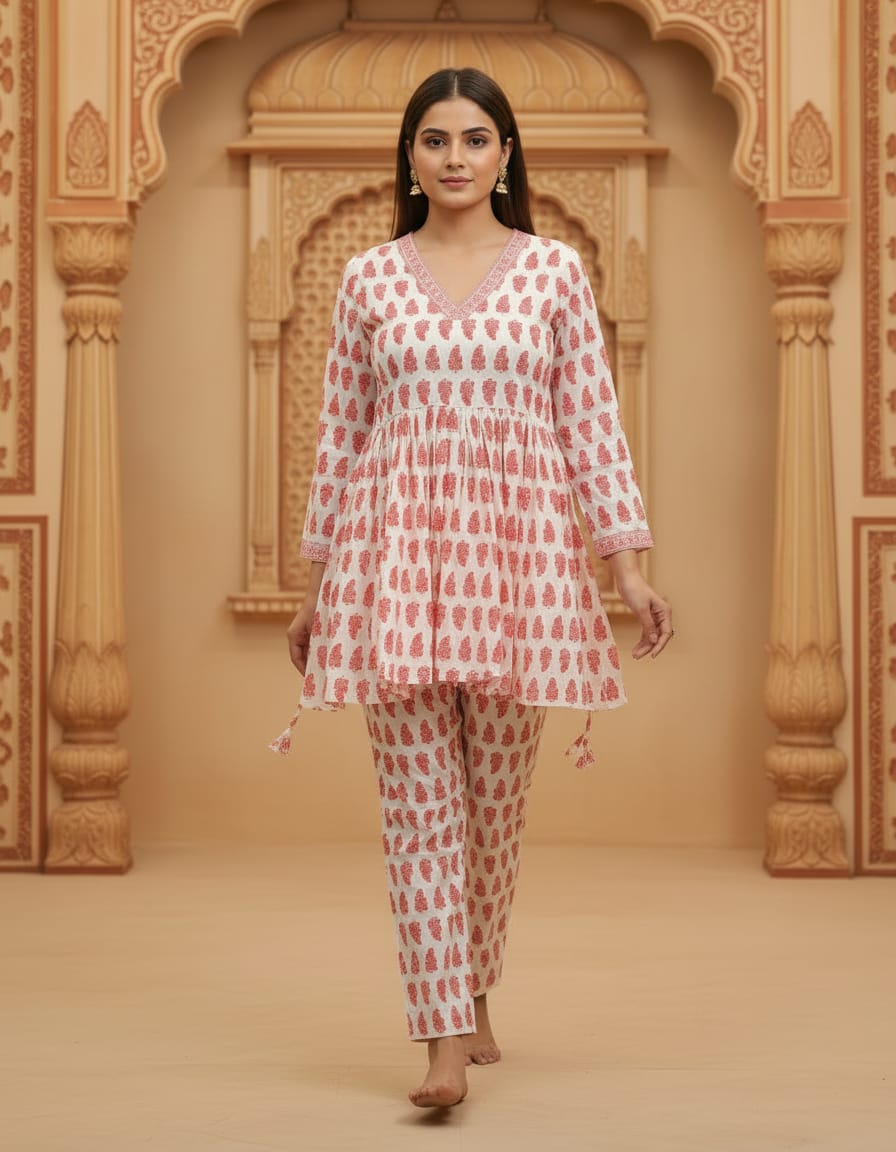 CORD SET WITH SHORT TOP COTTON PRINTED