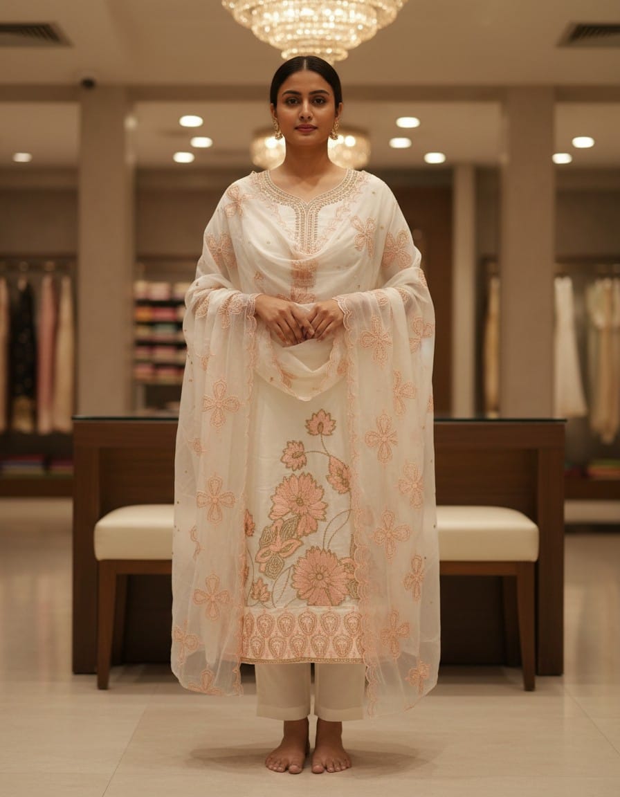 Mirror fabric Party Wear 3 pcs Suit