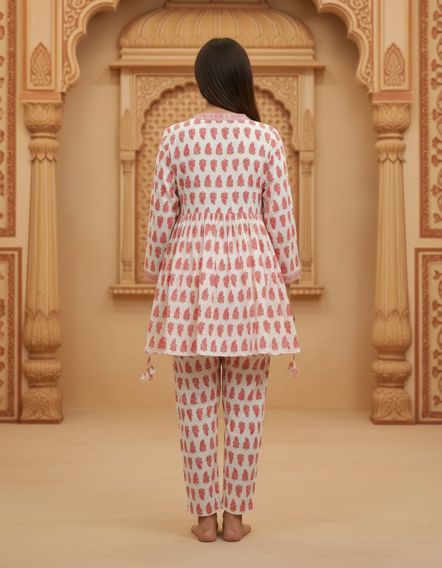 CORD SET WITH SHORT TOP COTTON PRINTED