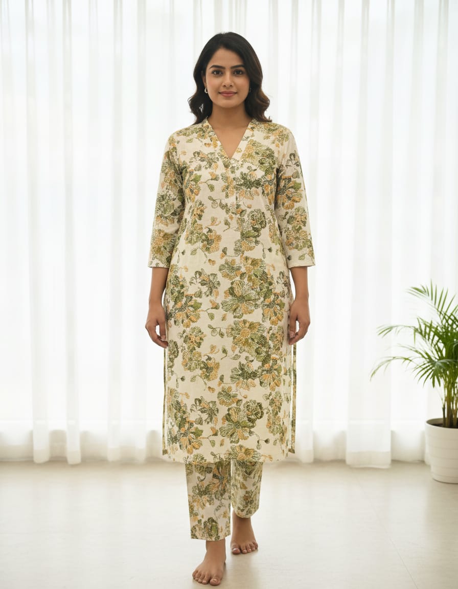 COTTON Cord Set Printed Cotton