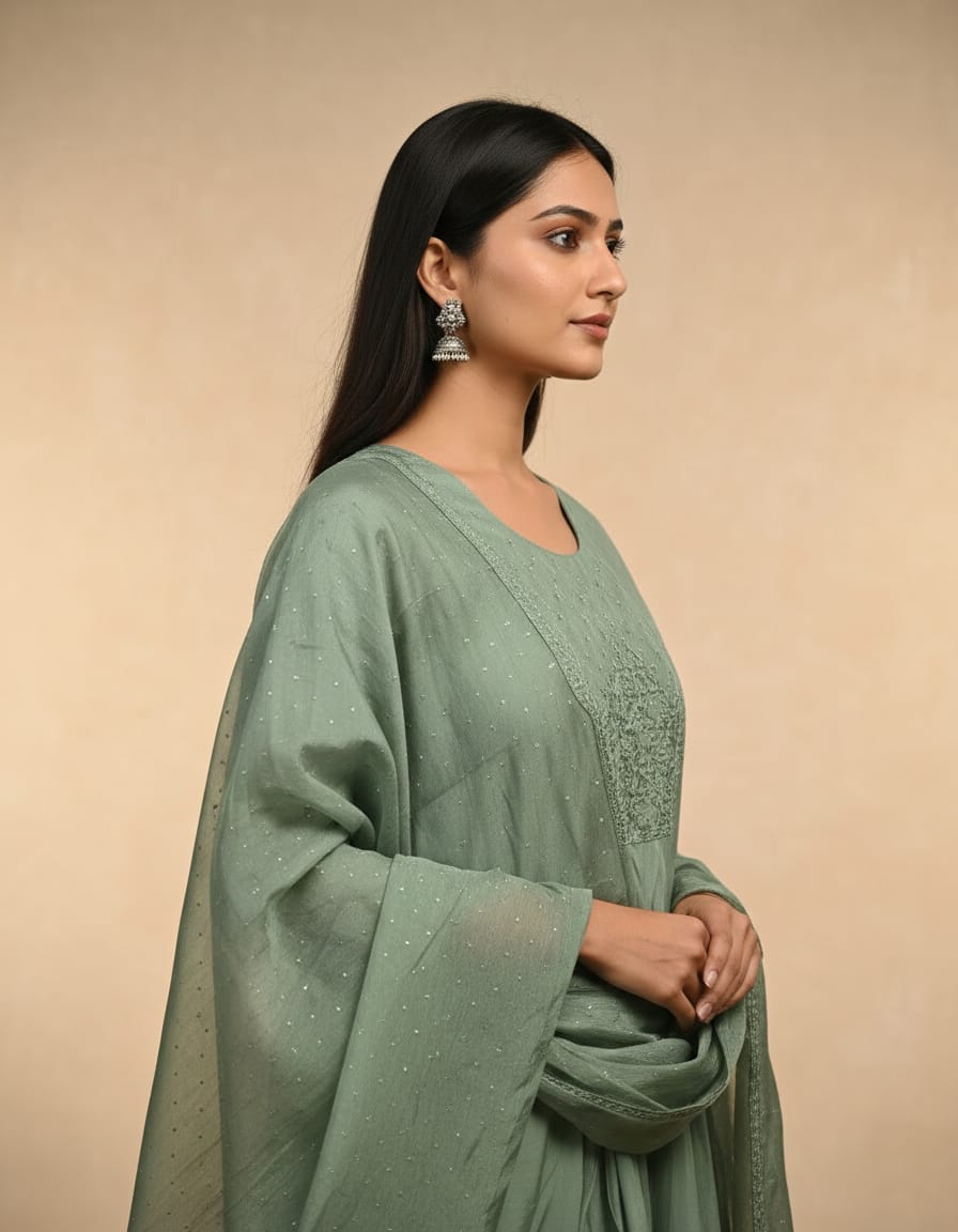 Organic Cotton With Smooth Fabric 3 Pcs Kurti Set