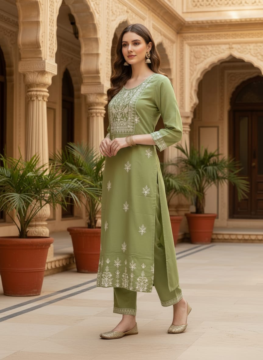 Sage Elegance Kurta Set