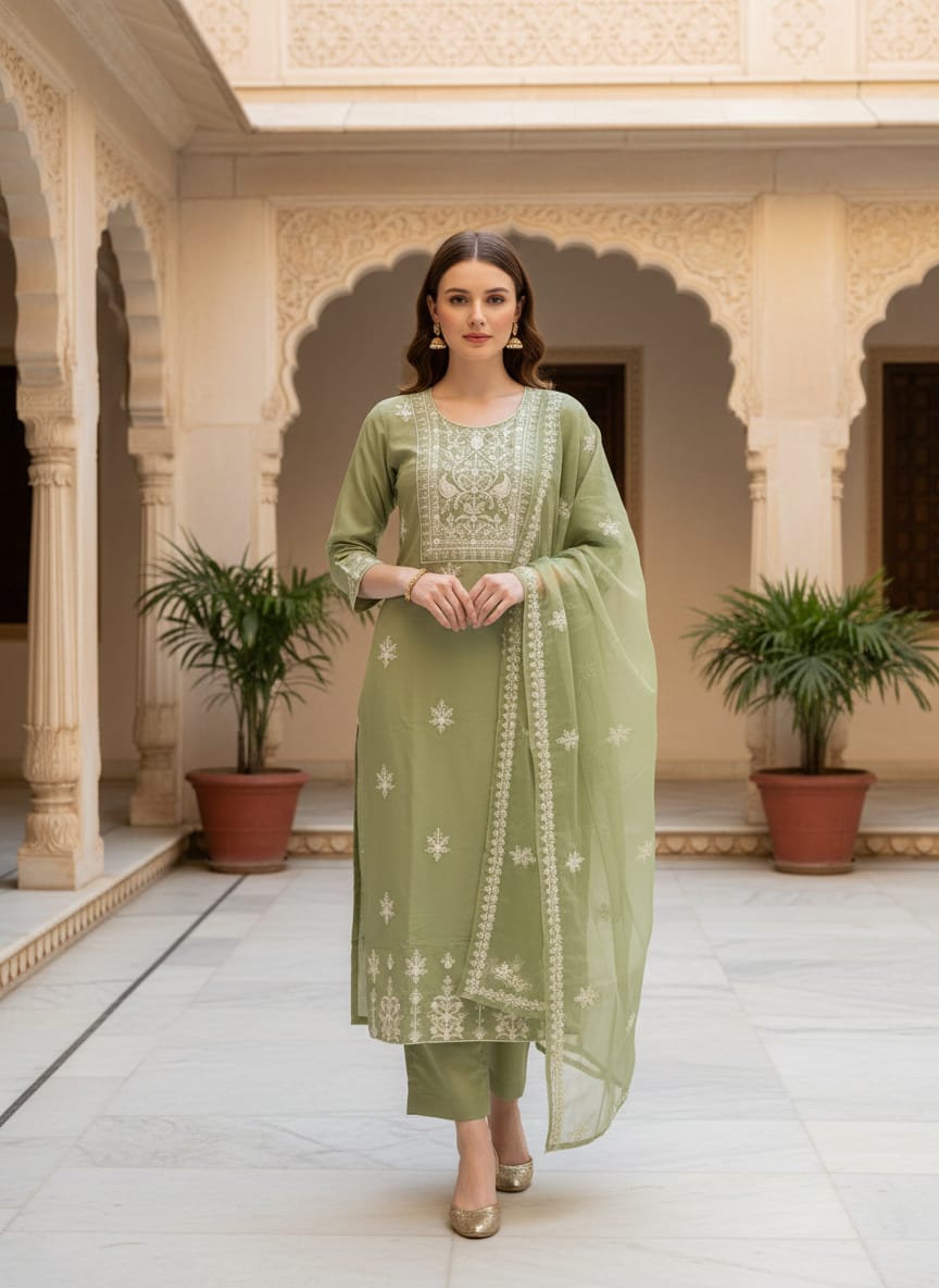 Sage Elegance Kurta Set