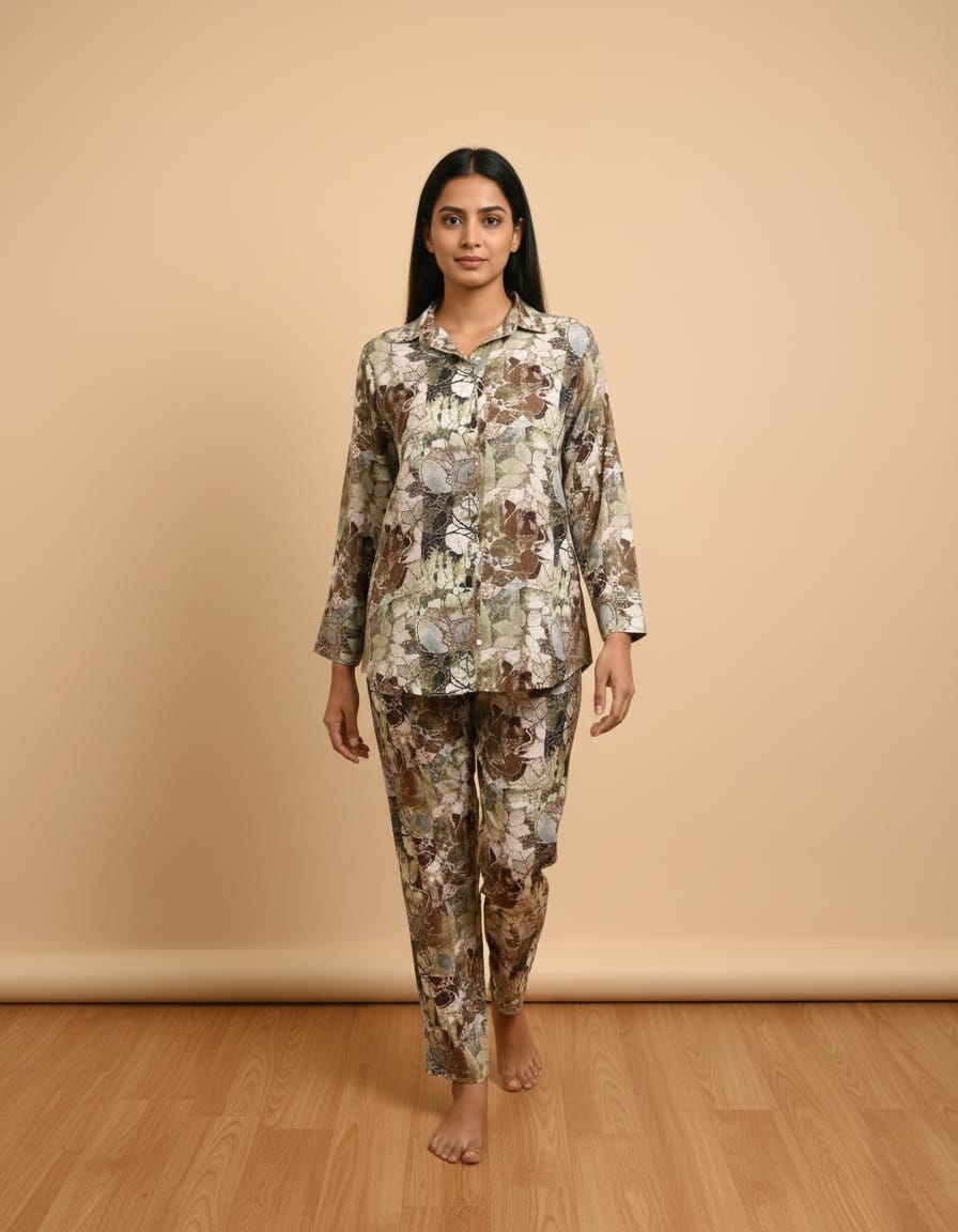 Earthy Bloom Masleen Fabric Co-ord Set With Soft Clothing