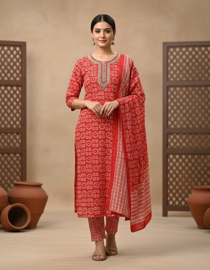 Chunri cotton 3 pcs suit