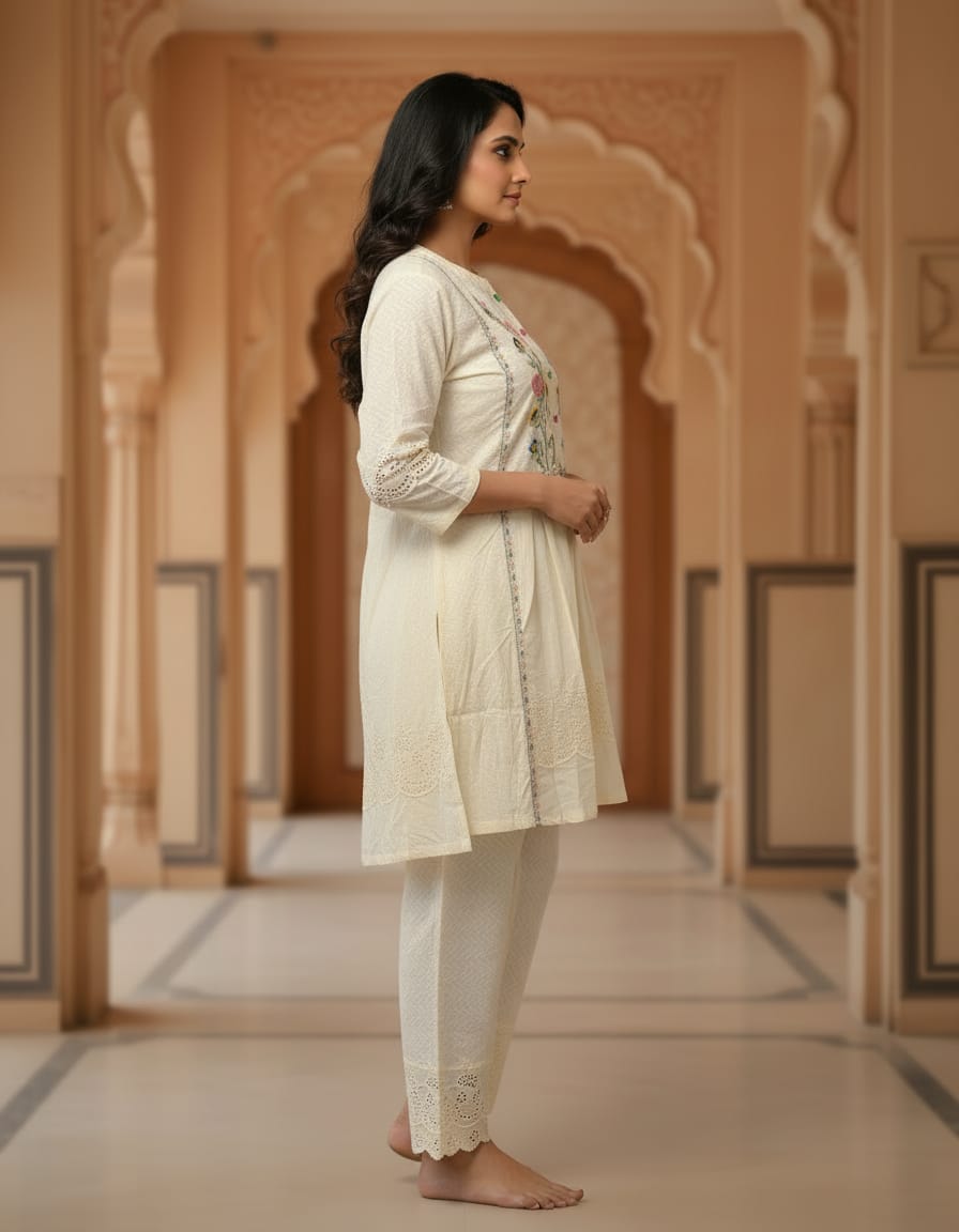 COTTON CORD SET WITH KHADI COTTON WITH SHORT TOP